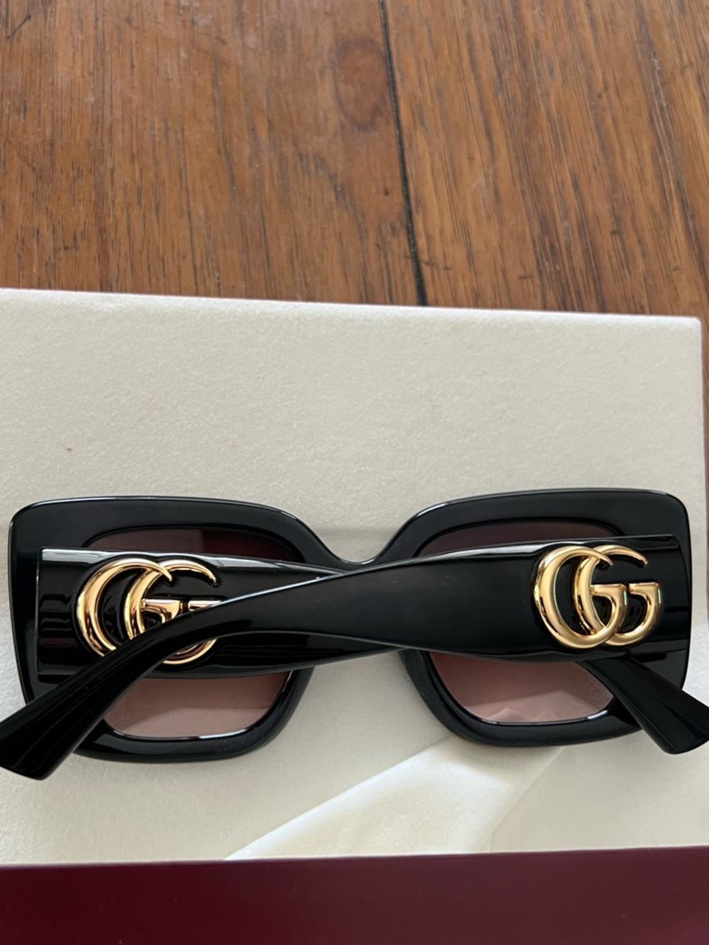 Gucci Black BUTTERFLY GOLD GG SUNGLASSES  50mm NEW $560 - Picture 4 of 14